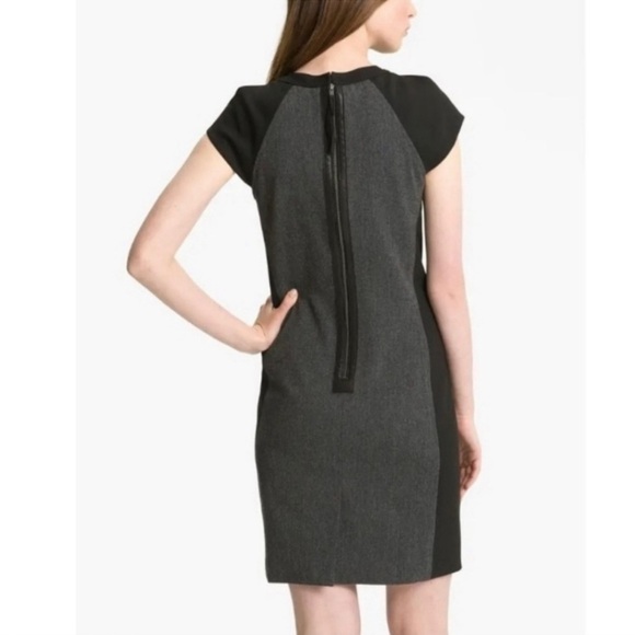 Rebecca Taylor gray sheath dress with black leather Size 4 - Picture 9 of 9